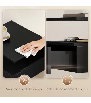 Juego de 2 Mesitas de Noche Flotantes con Cajón Montado en la Pared 35x32x22,5 cm Negro