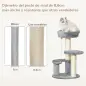 Árbol Rascador para Gato Ø40x65 cm con 3 niveles y Cuerda Colgante Plataformas y Postes con Cuerda de Sisal Natural Gris
