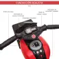 Moto Eléctrica Infantil con Luces Bocina Música Neumáticos Anchos Moto para Niños con Velocidad 3 km/h Rojo