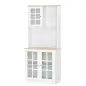 Alacena de Cocina con Estantes y Puertas de Vidrio para Pequeños Electrodomésticos y Menaje 80x37x183 cm Blanco Alacena de Cocina con Estantes y Puertas de Vidrio para Pequeños Electrodomésticos y Menaje 80x37x183 cm Blanco