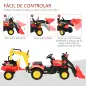 Tractor a Pedales con Remolque Excavador con Pala Frontal Juguete de Conducción para Mayores de 3 Años Dirección y Palas Fáciles Tractor a Pedales con Remolque Excavador con Pala Frontal Juguete de Conducción para Mayores de 3 Años Dirección y Palas Fáciles