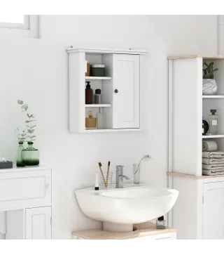 Armario de Baño de Pared Multifuncional Gabinete para Ahorro de Espacio con 3 Niveles Abiertos 1 Puerta Estante Ajustable Antivu