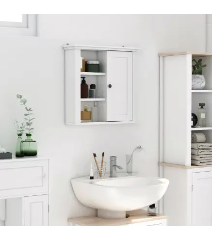 Armario de Baño de Pared Multifuncional Gabinete para Ahorro de Espacio con 3 Niveles Abiertos 1 Puerta Estante Ajustable Antivu