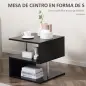 Mesita Auxiliar Mesa Auxiliar Pequeña Mesa para Sofá de Forma S con Compartimento Abierto Moderno 50x50x50 cm Negro