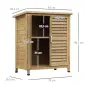 Armario para Terraza de Madera con 2 Estantes Interiores 2 puertas de Buena Ventilación y Techo Inclinado para Exterior 87x46,5x