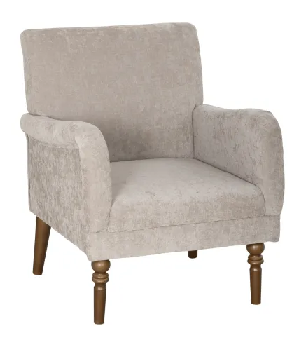 Sofá Individual Tapizado en Lino Reposabrazos Estilizados Patas de Madera Maciza Acolchado Grueso Gris