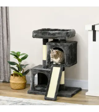 Árbol Múltiples Actividades para Gatos Centro de Juegos para Mascotas con Postes y Tablero Rascador Cuevas Cama con Bord