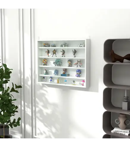 Vitrina Expositora para Colecciones de 5 Niveles, Vitrina de Pared, con Estantes Ajustables y 2 Puertas Correderas de Vidrio, pa