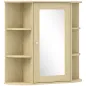 Armario de Baño con Espejo Armario de Pared con Estantes Abiertos 66x17x63 cm Natural