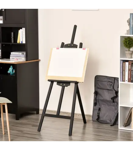 Caballete de Pintura de Madera Caballete de Dibujo con Ángulo Ajustable de 75° Soporte Trípode y Pincel para Lienzos 51,5x71,5x1