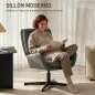 Butaca de Salón Tapizado en PU Sillón Lectura con Asiento Acolchado Reposabrazos Patas Metálicas Gris