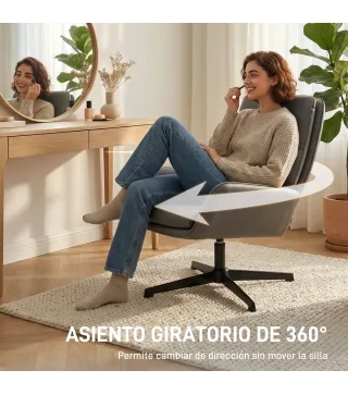 Butaca de Salón Tapizado en PU Sillón Lectura con Asiento Acolchado Reposabrazos Patas Metálicas Gris