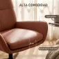 Butaca de Salón Tapizado en PU Sillón Lectura con Asiento Acolchado Reposabrazos Patas Metálicas Marrón