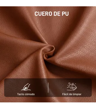 Butaca de Salón Tapizado en PU Sillón Lectura con Asiento Acolchado Reposabrazos Patas Metálicas Marrón