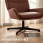 Butaca de Salón Tapizado en PU Sillón Lectura con Asiento Acolchado Reposabrazos Patas Metálicas Marrón