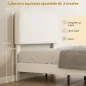 Estructura de Cama Doble con Cabecero Ajustable en Altura Tapizada en Borreguito Listones de Soporte Blanco