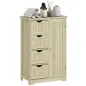 Armario de Baño Columna de Baño Estrecha con 4 Cajones y Estante Ajustable Estilo Moderno 56x30x83 cm Madera Natural