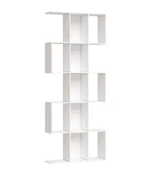 Librería en Forma de S de 5 Niveles para Salón Dormitorio Estudio Oficina 80x24x200 cm Blanco