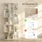 Librería en Forma de S de 5 Niveles para Salón Dormitorio Estudio Oficina 80x24x200 cm Blanco