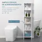 Estantería de Baño de Suelo de 5 Niveles Mueble Auxiliar de Almacenaje para Cocina Salón 30x30x140 cm Blanco