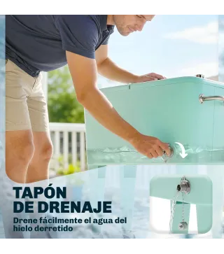 Carro de Bebidas Refrigerado 56L con Ruedas Abrebotellas Recogetapas y Asa para Patio Fiesta 75x35x78 cm Verde Claro