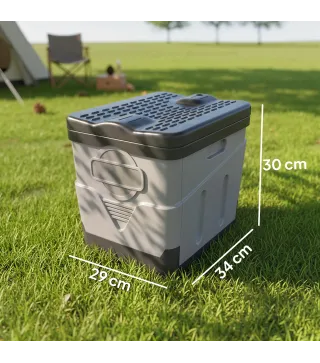 Inodoro Portátil WC Portátil de PP con 12 Paquetes de Agente Solidificante y 12 Bolsas Carga 100kg Exterior Gris Oscuro