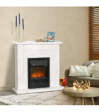 Chimenea Eléctrica Decorativa con 2 Configuraciones de Calor Temporizador y Llama Regulable 102x30x95cm Blanco