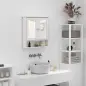 Armario de Baño con Espejo, Armario de Pared con 2 Puertas, Estante Abierto, Estante Ajustable, Mueble de Baño Colgar para Cocin