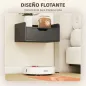 Set de 2 Mesitas de Noche de Pared Mesillas Flotantes con 1 Cajón para Dormitorio Habitación 40x30x19,5 cm Negro