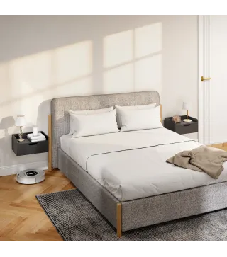 Set de 2 Mesitas de Noche de Pared Mesillas Flotantes con 1 Cajón para Dormitorio Habitación 40x30x19,5 cm Negro