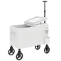 Carrito Nevera de 56L con Ruedas Mango Ajustable Abrebotellas Recogetapas Drenaje y Asa 75x35x120 cm Blanco