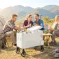 Carrito Nevera de 56L con Ruedas Mango Ajustable Abrebotellas Recogetapas Drenaje y Asa 75x35x120 cm Blanco