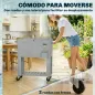 Carrito Nevera de 76L con Ruedas Estante Abrebotellas Recogetapas Drenaje y 2 Asas para Patio Fiesta 92x39x81 cm Plata