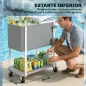 Carrito Nevera de 56L con Ruedas Estante Abrebotellas Recogetapas Drenaje y Asa para Patio Fiesta 84x38x83 cm Gris