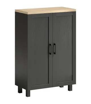 Aparador de Salón Estrecho de 2 Puertas Armario de Cocina con Estante Ajustable para Entrada 60x30x90 cm Negro