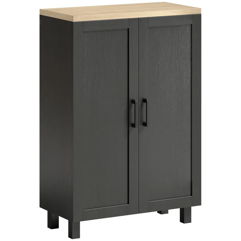 Aparador de Salón Estrecho de 2 Puertas Armario de Cocina con Estante Ajustable para Entrada 60x30x90 cm Negro