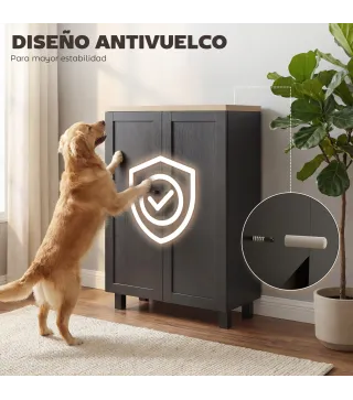 Aparador de Salón Estrecho de 2 Puertas Armario de Cocina con Estante Ajustable para Entrada 60x30x90 cm Negro