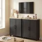 Aparador de Salón Estrecho de 2 Puertas Armario de Cocina con Estante Ajustable para Entrada 60x30x90 cm Negro