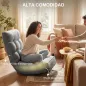 Silla de Suelo Plegable Silla de Lectura Giratoria 360° con Respaldo Ajustable en 5 Posiciones 58x107x79 cm Gris