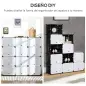 Armario Modular de Plástico Armario Portátil con 12 Cubos Organizador de Zapatos 125x32x125 cm Negro y Blanco