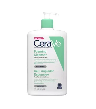 CERAVE PIEL NORMAL A GRASA GEL LIMPIADOR ESPUMOSO SIN PERFUME 1000ML