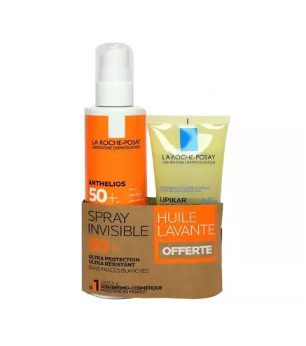 LA ROCHE POSAY ANTHELIOS SPRAY INVISIBLE SPF50+ 200ML VAPORIZADOR + ACEITE LIPIKAR 100ML