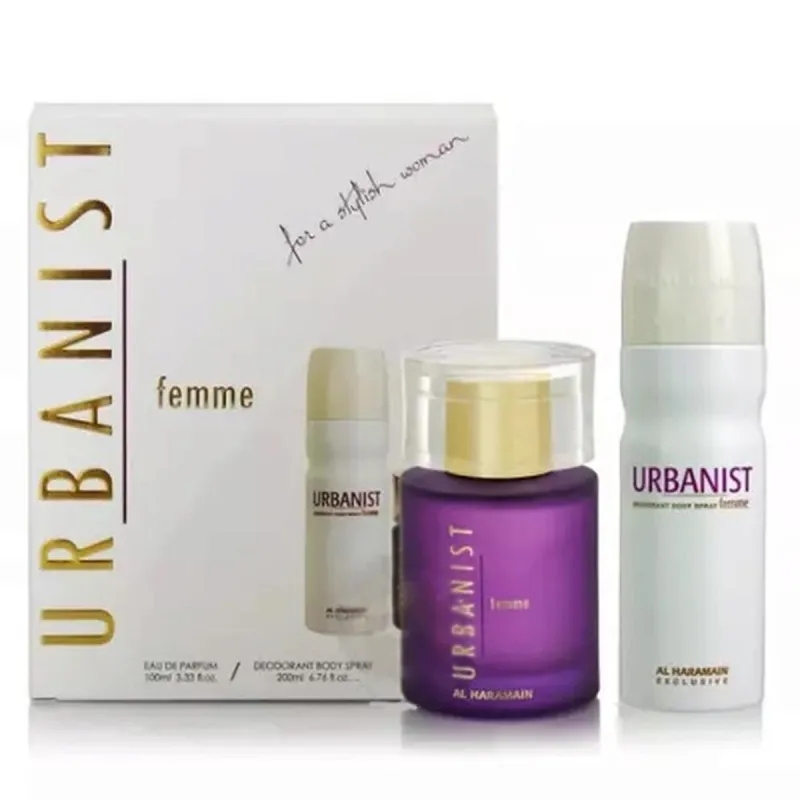 AL HARAMAIN URBANIST FEMME EAU DE PARFUM 100ML VAPORIZADOR + DESODORANTE CORPORAL 200ML VAPORIZADOR AL HARAMAIN URBANIST FEMME EAU DE PARFUM 100ML VAPORIZADOR + DESODORANTE CORPORAL 200ML VAPORIZADOR