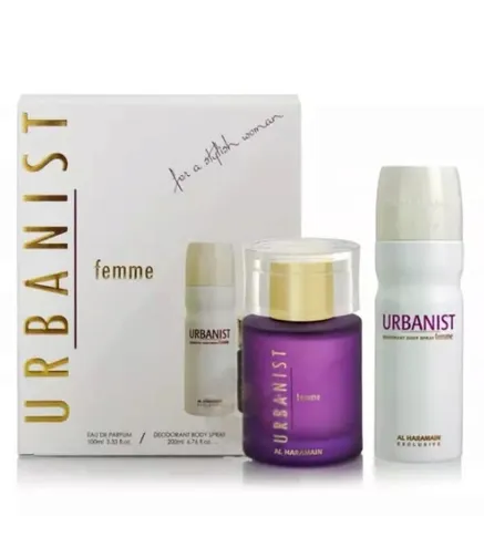 AL HARAMAIN URBANIST FEMME EAU DE PARFUM 100ML VAPORIZADOR + DESODORANTE CORPORAL 200ML VAPORIZADOR