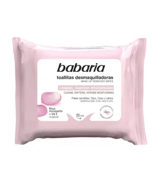 BABARIA ROSA MOSQUETA TOALLITAS DESMAQUILLANTES 25UN