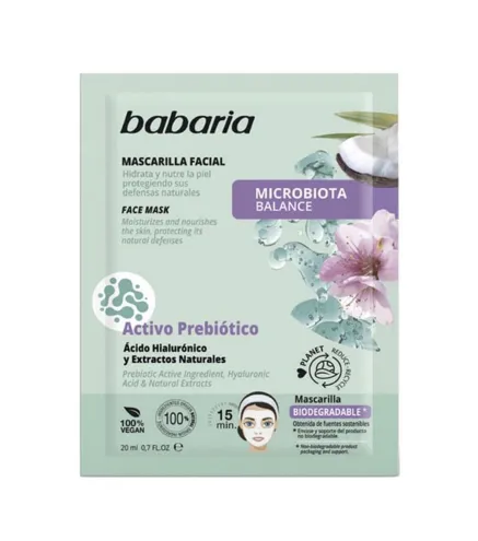 BABARIA ACIDO HYALURONICO MASCARILLA FACIAL MICROBIOTA 20ML