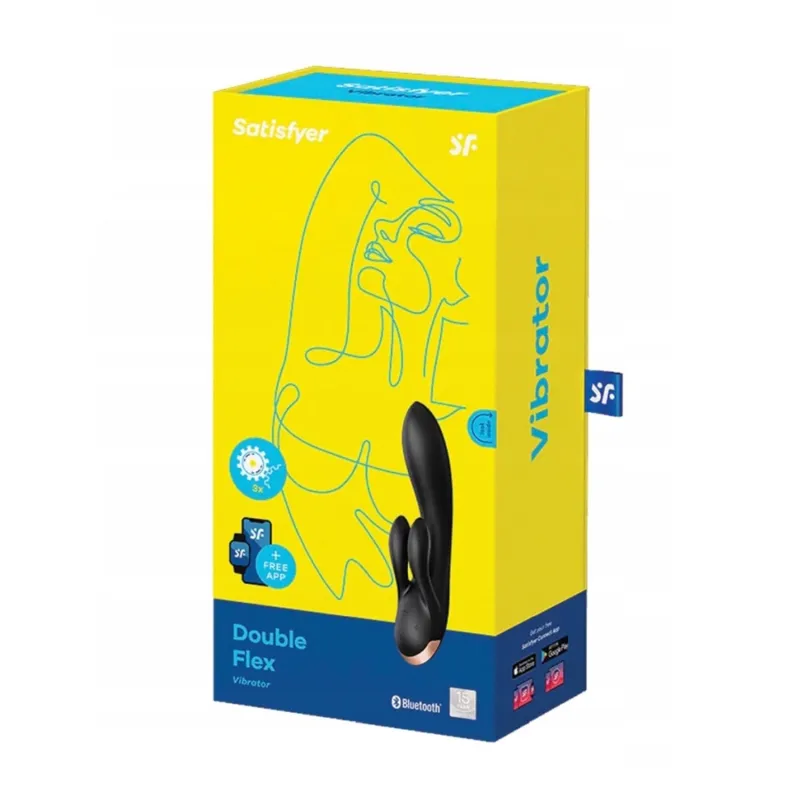 SATISFYER DOUBLE FLEX VIBRADOR NEGRO NEGRO CON APP 1UN SATISFYER DOUBLE FLEX VIBRADOR NEGRO NEGRO CON APP 1UN