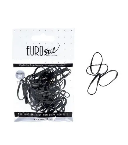 EUROSTIL CABELLO BOLSA DE GOMAS NEGRAS 50UN