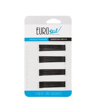 EUROSTIL CABELLO CAJA DE CLIPS NEGRO NEGRO MATE 50MM 24UN