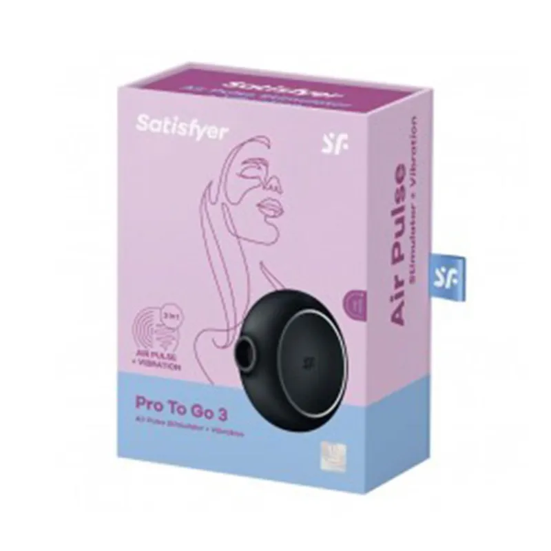 SATISFYER PRO TO GO 3 VIBRADOR Y ESTIMULADOR DE AIRE NEGRO NEGRO 1UN